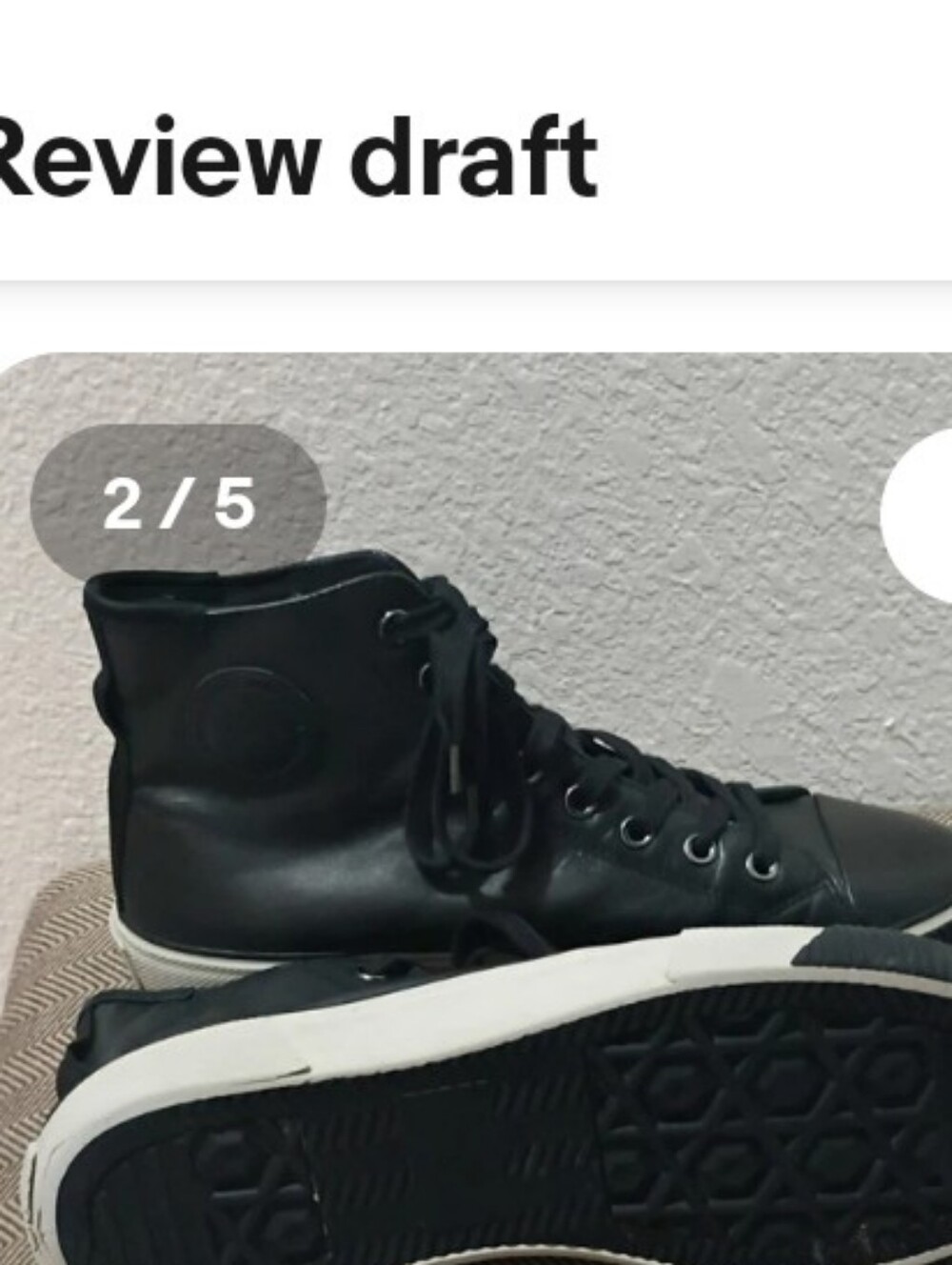 All Saints Men'sBlack Leather, High-Top Sneakers with White Soles EU 43 Size 10 - Picture 5 of 7